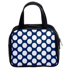 Dark Blue Polkadot Classic Handbag (two Sides) by Zandiepants