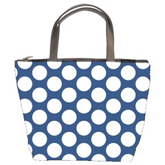 Dark Blue Polkadot Bucket Handbag by Zandiepants