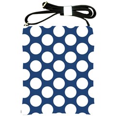 Dark Blue Polkadot Shoulder Sling Bag by Zandiepants