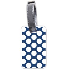 Dark Blue Polkadot Luggage Tag (one Side) by Zandiepants