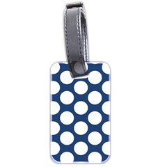 Dark Blue Polkadot Luggage Tag (two Sides) by Zandiepants