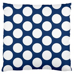 Dark Blue Polkadot Large Cushion Case (single Sided)  by Zandiepants