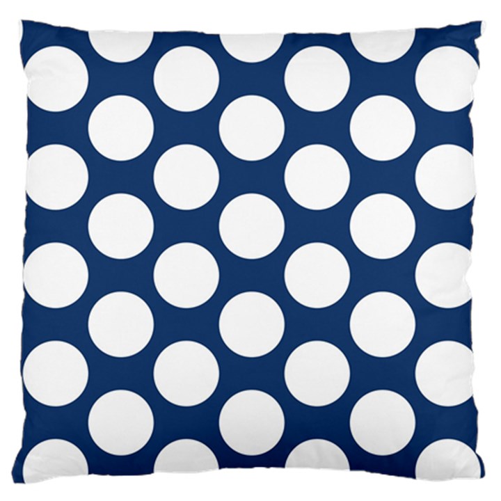 Dark Blue Polkadot Large Cushion Case (Two Sided) 