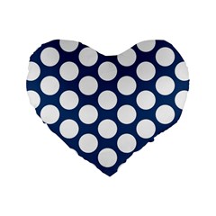 Dark Blue Polkadot 16  Premium Heart Shape Cushion  by Zandiepants