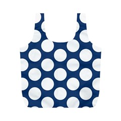 Dark Blue Polkadot Reusable Bag (m) by Zandiepants