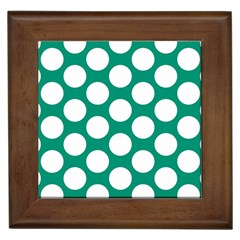 Emerald Green Polkadot Framed Ceramic Tile by Zandiepants