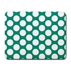 Emerald Green Polkadot Small Mouse Pad (rectangle) by Zandiepants