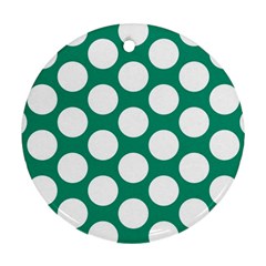 Emerald Green Polkadot Round Ornament by Zandiepants