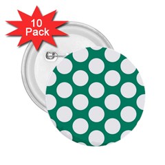 Emerald Green Polkadot 2 25  Button (10 Pack) by Zandiepants