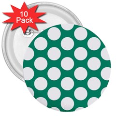 Emerald Green Polkadot 3  Button (10 Pack) by Zandiepants