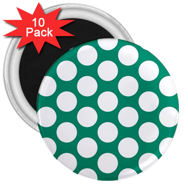 Emerald Green Polkadot 3  Button Magnet (10 pack)