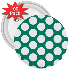 Emerald Green Polkadot 3  Button (100 Pack) by Zandiepants