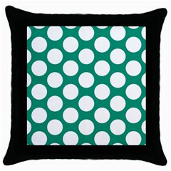 Emerald Green Polkadot Black Throw Pillow Case by Zandiepants