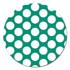 Emerald Green Polkadot Magnet 5  (round) by Zandiepants