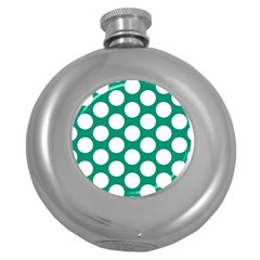 Emerald Green Polkadot Hip Flask (round) by Zandiepants