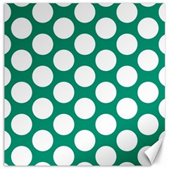 Emerald Green Polkadot Canvas 16  X 16  (unframed) by Zandiepants