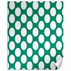 Emerald Green Polkadot Canvas 16  X 20  (unframed) by Zandiepants