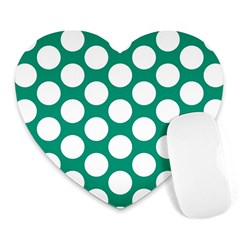 Emerald Green Polkadot Mouse Pad (heart) by Zandiepants