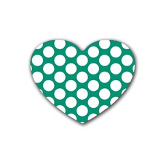 Emerald Green Polkadot Drink Coasters (heart) by Zandiepants