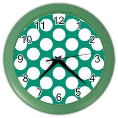 Emerald Green Polkadot Wall Clock (color) by Zandiepants