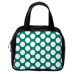 Emerald Green Polkadot Classic Handbag (one Side) by Zandiepants