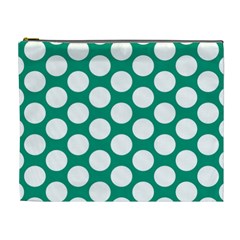 Emerald Green Polkadot Cosmetic Bag (xl) by Zandiepants