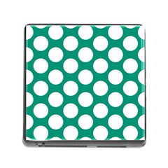 Emerald Green Polkadot Memory Card Reader With Storage (square) by Zandiepants