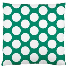 Emerald Green Polkadot Large Cushion Case (single Sided)  by Zandiepants