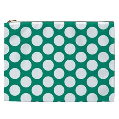 Emerald Green Polkadot Cosmetic Bag (xxl)