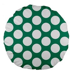 Emerald Green Polkadot 18  Premium Round Cushion  by Zandiepants