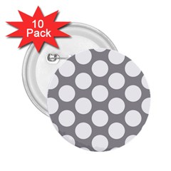 Grey Polkadot 2 25  Button (10 Pack) by Zandiepants