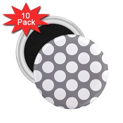 Grey Polkadot 2 25  Button Magnet (10 Pack) by Zandiepants