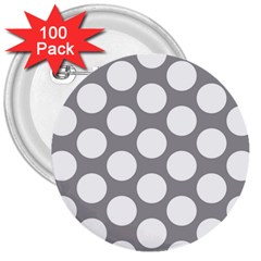 Grey Polkadot 3  Button (100 Pack) by Zandiepants