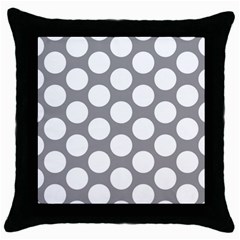 Grey Polkadot Black Throw Pillow Case by Zandiepants