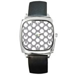 Grey Polkadot Square Leather Watch Front