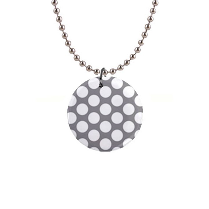 Grey Polkadot Button Necklace