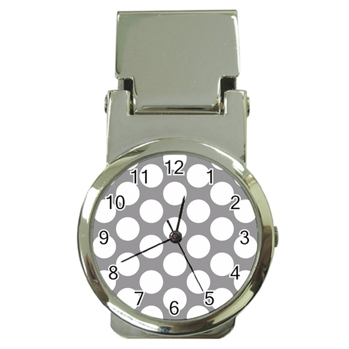 Grey Polkadot Money Clip with Watch