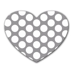 Grey Polkadot Mouse Pad (heart) by Zandiepants