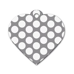 Grey Polkadot Dog Tag Heart (two Sided) by Zandiepants