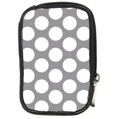 Grey Polkadot Compact Camera Leather Case by Zandiepants