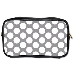 Grey Polkadot Travel Toiletry Bag (two Sides) by Zandiepants