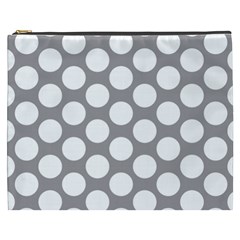 Grey Polkadot Cosmetic Bag (xxxl) by Zandiepants