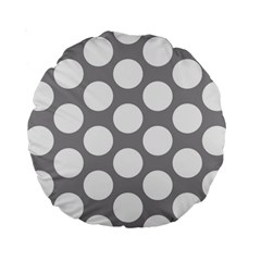 Grey Polkadot 15  Premium Round Cushion  by Zandiepants