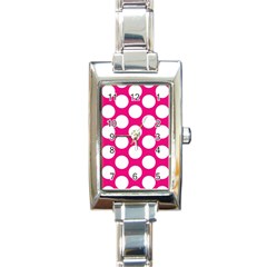 Pink Polkadot Rectangular Italian Charm Watch by Zandiepants