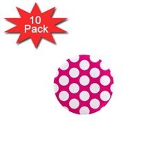 Pink Polkadot 1  Mini Button Magnet (10 Pack) by Zandiepants