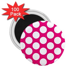 Pink Polkadot 2 25  Button Magnet (100 Pack) by Zandiepants