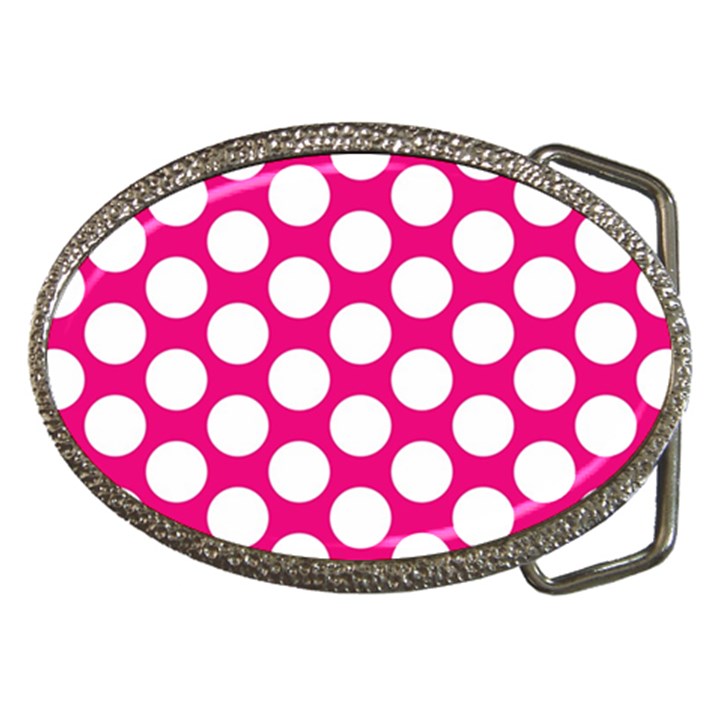 Pink Polkadot Belt Buckle (Oval)