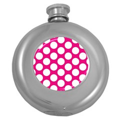 Pink Polkadot Hip Flask (round) by Zandiepants