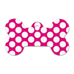 Pink Polkadot Dog Tag Bone (two Sided) by Zandiepants