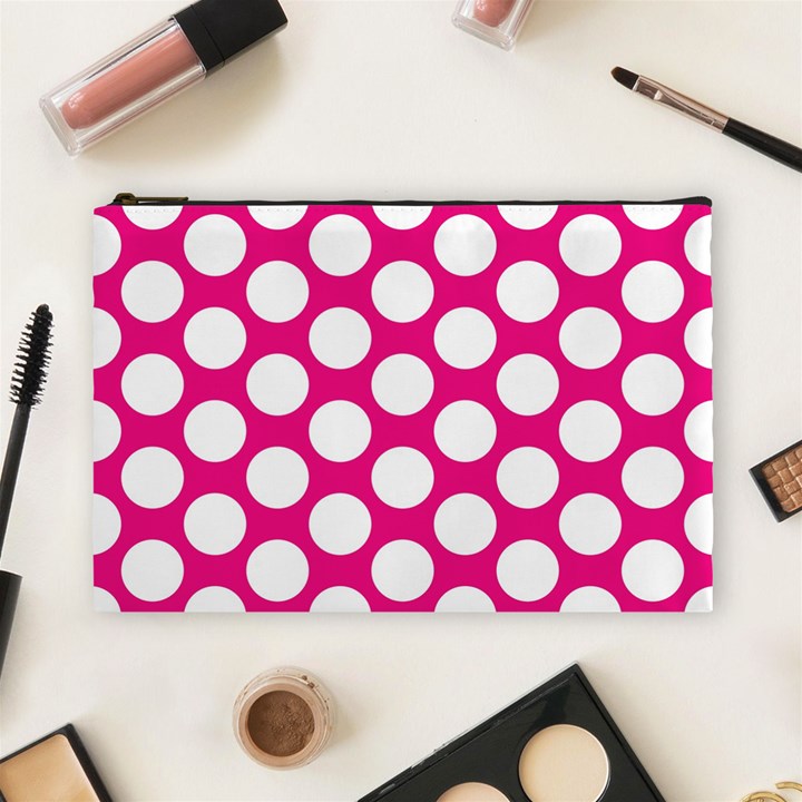 Pink Polkadot Cosmetic Bag (Large)